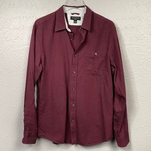 Banana Republic Burgundy Maroon Slim Fit Button Up Long Sleeve Shirt Siz…